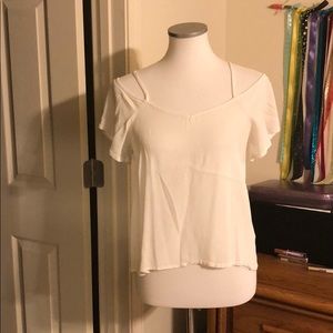 Off the shoulder feminine crepe shirt